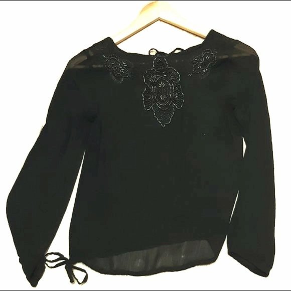 Tristan and Iseut sheer black blouse with beaded details Size small - Picture 1 of 4
